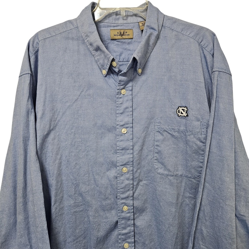UNC Tar Heels Oxford Button Down Vesi Sportswear Shirt Mens XXL Blue Long Sleeve
